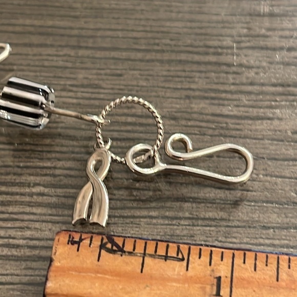 Vintage 2000’s Sterling Silver Stars, Heart & Glass Link Bracelet 7 3/4” approx - Picture 10 of 14